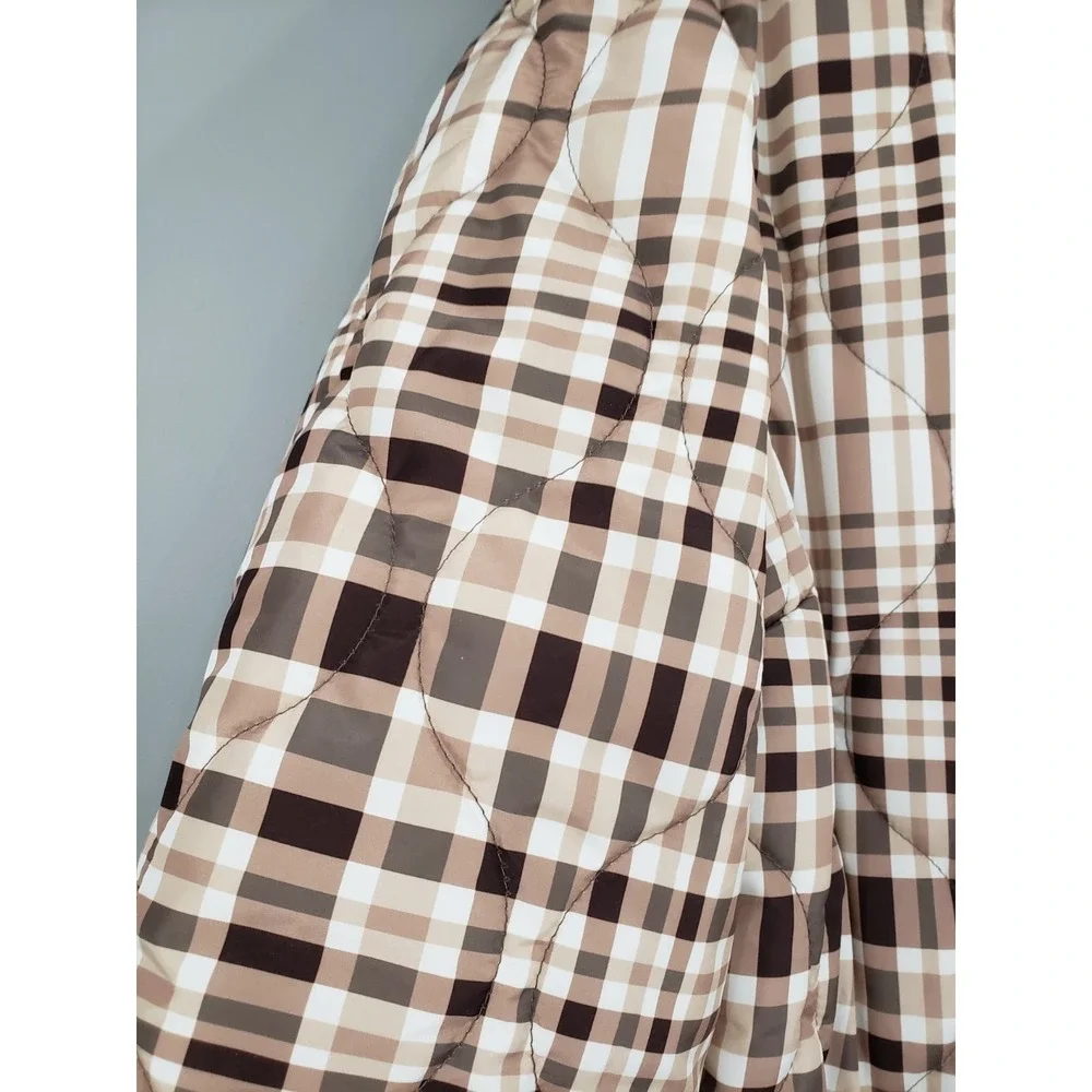 NWOT SUSAN GRAVE Reversible Quilted Woven Fleece‎ Jacket TAUPE PLAID 1X Coat